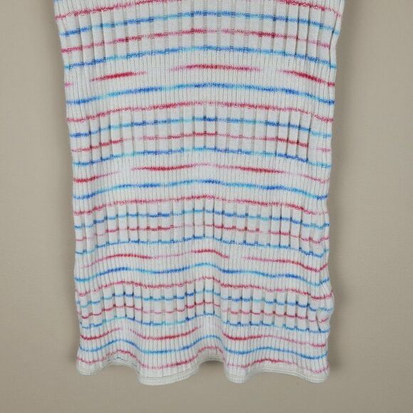 Splendid Stretchy Knit Striped Tank Top Sleeveless White Blue Red Size S - Picture 4 of 11